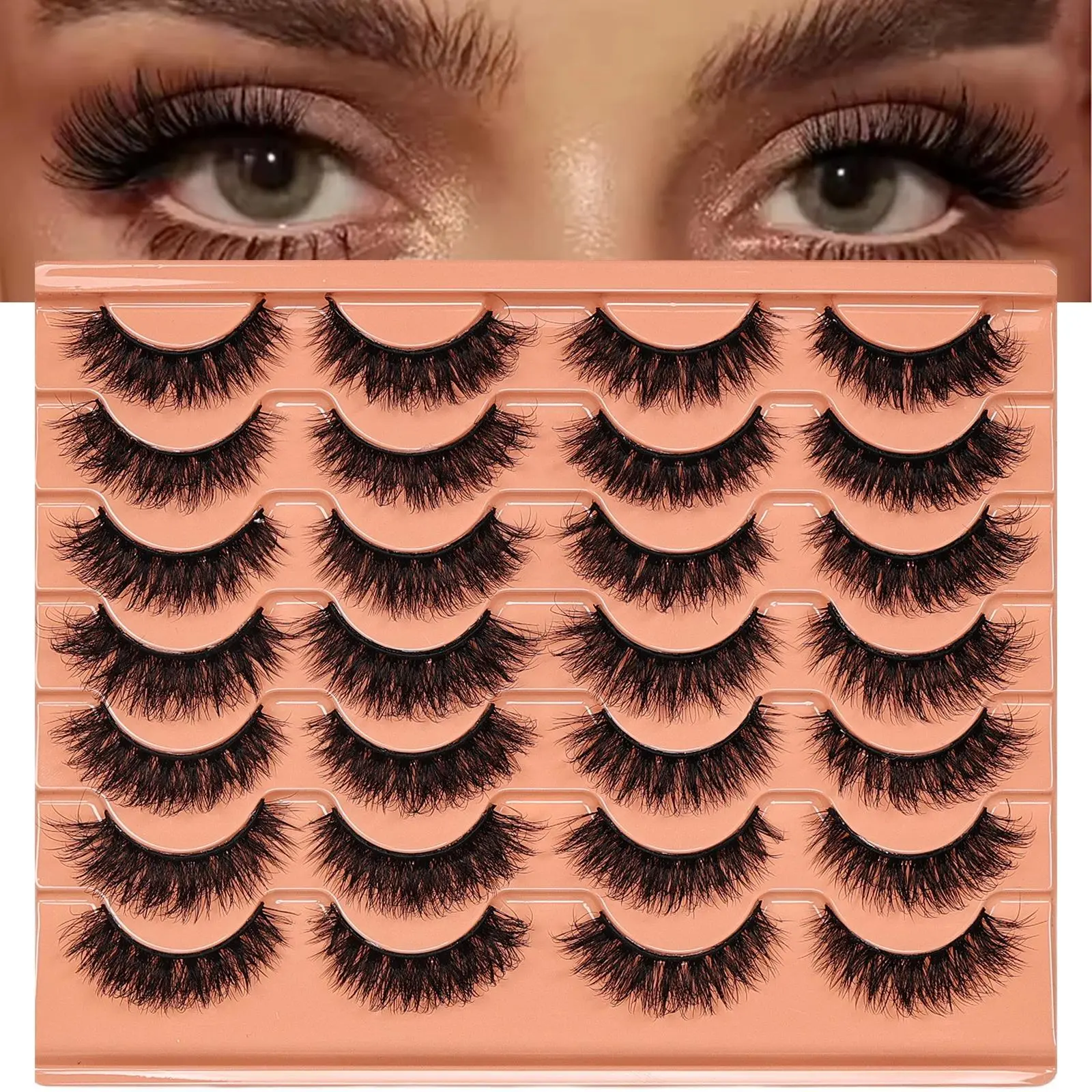 14Pairs 3D Fluffy False Eyelashes Dramatic Volume Eyelash Dramatic Thick Messy Eyelash Strips Reusable Eye Lashes for Party Makeup Cosmetic