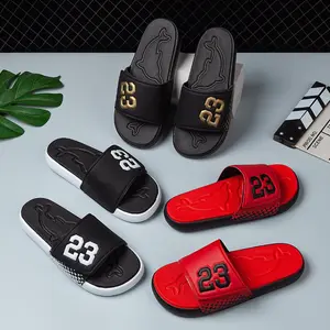 Men's Hook And Loop Fastener Upper Open Toe Slippers, Outdoor Workout Slides, Relaxing And Comfy