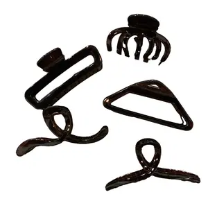 Black tea-colored hair clip for women, large size, popular online, stylish shark clip, simple hair accessory