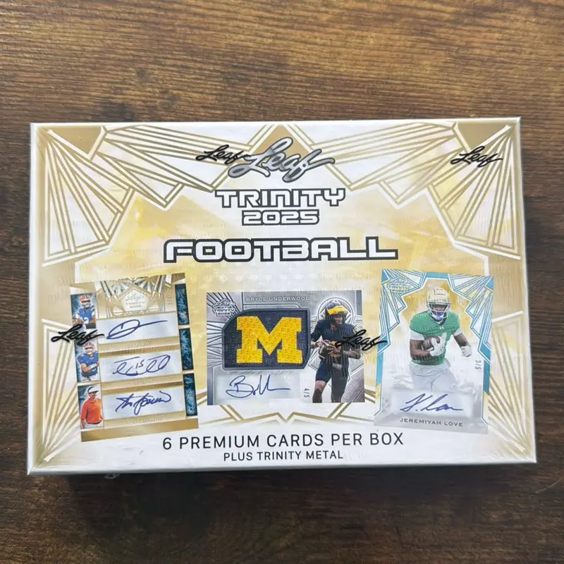 2025 Leaf Trinity Football Hobby Box Shuffle - 1 Autographed Card