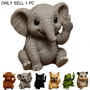 New Fun Mini Middle Finger Animal Statue Figurine, Resin Animal Sculptures, holiday gifts, fun gifts, Cute Animal Design