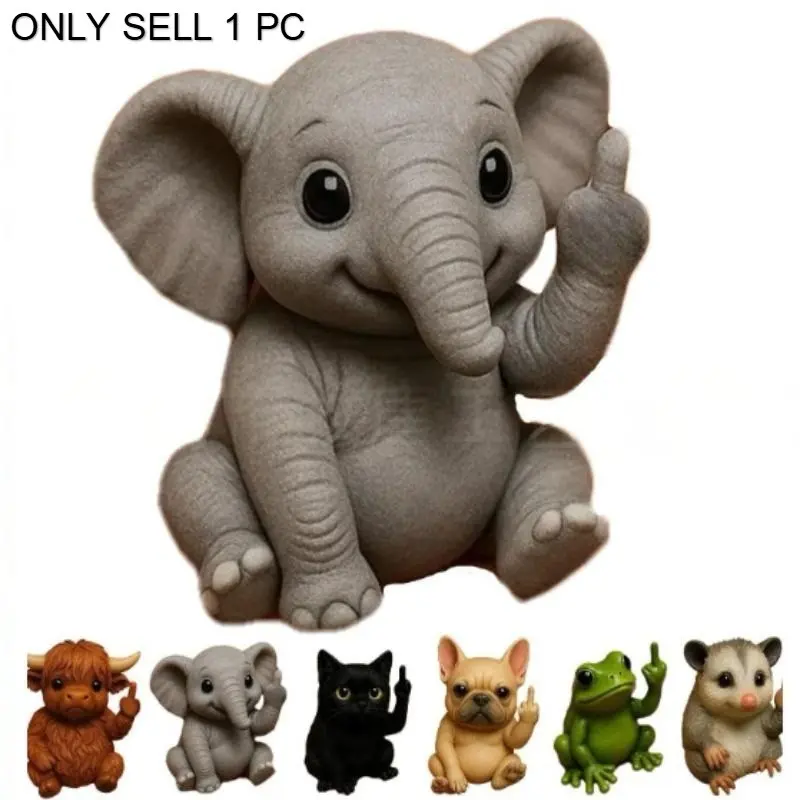 New Fun Mini Middle Finger Animal Statue Figurine, Resin Animal Sculptures, Cute Figurines, holiday gifts, fun gifts, Cute Animal Design