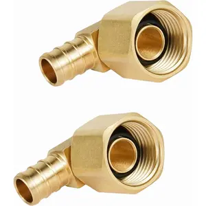 Barb Crimp Pex fittings 3/4" X 3/4" Female NPT Swivel Elbow Adapter, Heavy Duty,ASTM F1807 (Pack of 2),(PEX1807223-2PCS)