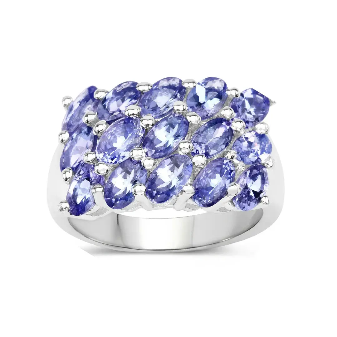 Genuine Tanzanite Cluster Ring