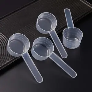 Clear Plastic Measuring Cup with Handle & Scale, 4 Counts Durable Liquid Measuring Scoop for Laundry Powder, Gel, Face Mask, Baking Tools, Kitchen, Measuring Spoon, Food Measuring Tool