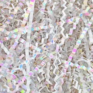 200g(7oz) crinkle paper filler grass Cushion Paper Streamer for  Box and Basket On Christmas Wedding Birthday Bridesmaid( White)