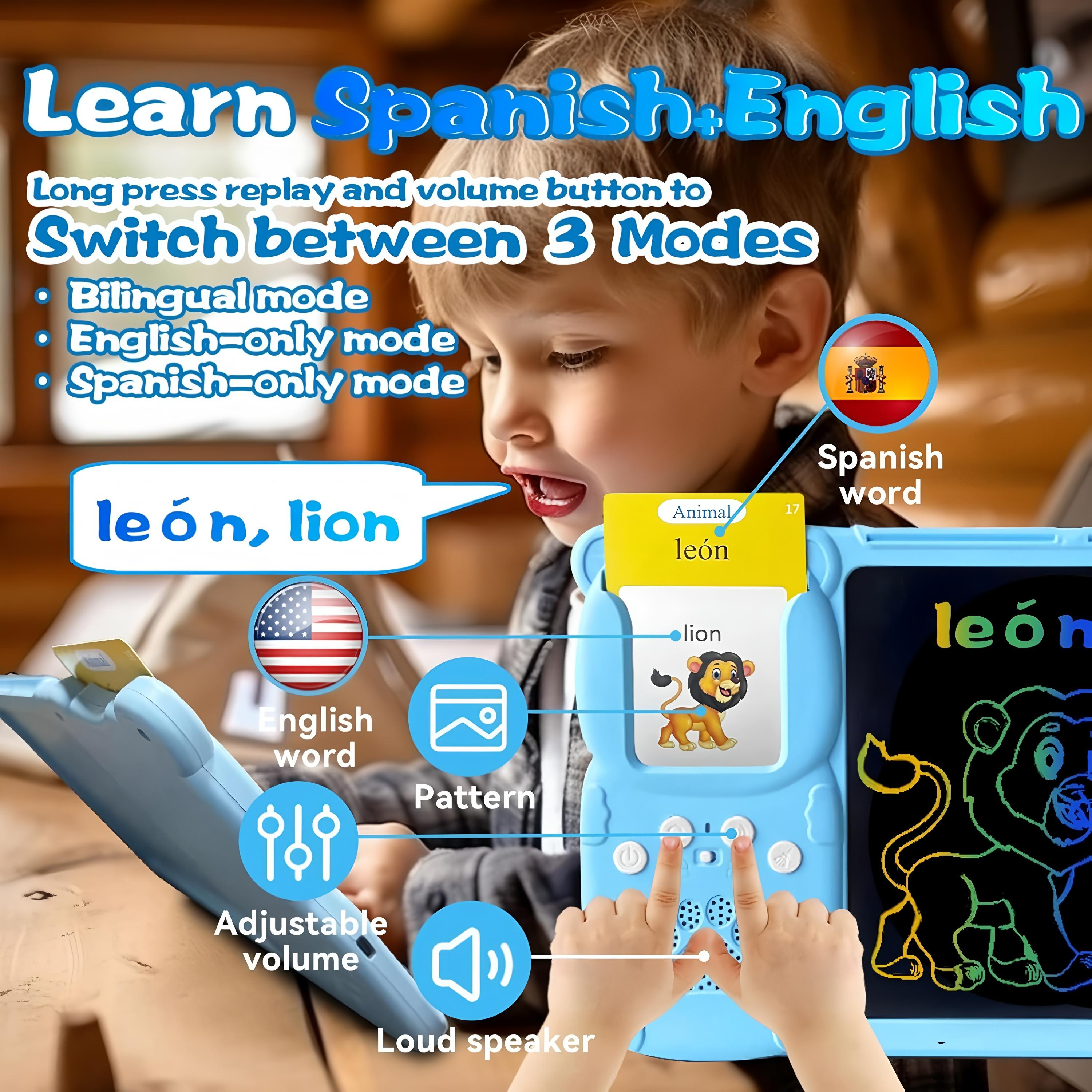 KidGenius Bilingual Toddler Flash Cards with Colorful Drawings Wipeable Screen & Quick Erase Button for Early Education & Family Tutoring Cognitive Development Interactive