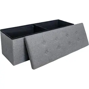 43.3 inches Folding Storage Ottoman Bench Storage Chest Footrest for Bedroom, Entryway and Living Room, Holds up to 660 lb Dark Grey