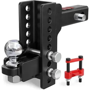 TYT Adjustable Trailer Hitch for 2" Receiver, 6" Drop/Rise, 2" Tow Ball, 7,500 lbs GTW / 750 lbs TW, Includes Two Pins and One Anti-Theft Pin Lock