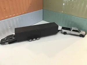 3D Printed 1/64 Hitch + Tow Enclosed 36FT Race Car Trailer for Greenlight 2 Car