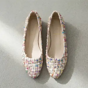Women's Pointed Toe d'Orsay Flats Multi-Color Tweed Bouclé Flat Shoes Elegant Slip-on Comfort Loafers for Office Wedding and Casual Wear - Footwear, Girl