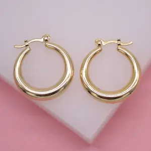 18K Gold Filled Slim Thick Hoop Earrings