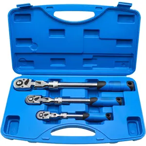 Extendable Ratchet Set 3 count 1/4", 3/8" & 1/2" Drive 72  Flex- Quick Release Locking Ratchets