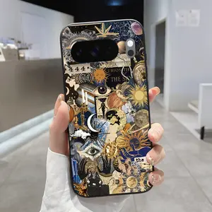 Rounded Edge Phone Case for Google Pixel 10 9 8 7 Pro A XL Cosmic Whimsy Pattern Full Body Protection Shockproof Soft Liquid Silicone Cover Cellphone Protective