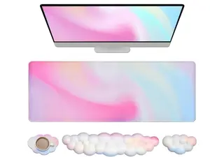 Large Gaming Mouse Pad With Cloud Keyboard Wrist Rest Set Desk Mat For Computer Laptop