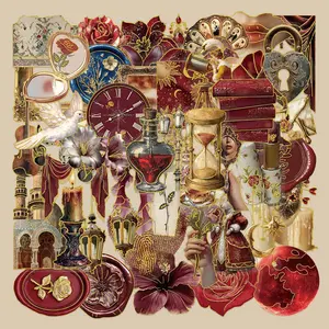 50 Vintage European Palace Style Transparent Pet Stickers, DIY Creative Decals for Luggage, Phone Cases, Laptop, Helmet, Skateboard, Durable Adhesive Stickers