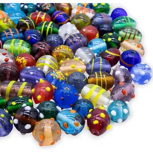 Assorted Glass Beads for  Making Adults, Bulk Glass Beads for Crafts, Lampwork Murano Bead Mix for Bracelets and Necklaces, Crafting Beads Supplies Kit, Large & Small Beads