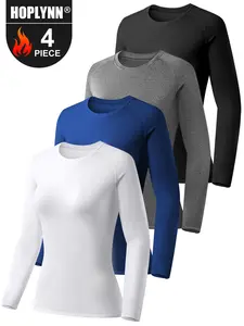 HOPLYNN   4pcs Compression Shirt - Women's Long Sleeve Performance Baselayer Athletic Top Sports Gear workout clothes women gym outfits  gym fits