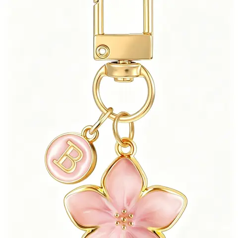 26 Letters Available, 1PC Cute Flower Initial Letter Keychain Accessories for Women, Flower Charms, Bag & Purse Charms for Handbags & Backpacks Shoelace Accessories
