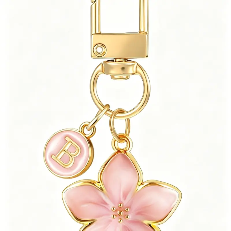 26 Letters Available, 1PC Cute Flower Initial Letter Keychain Accessories for Women, Flower Charms, Bag & Purse Charms for Handbags & Backpacks Shoelace Accessories