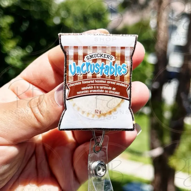 PB Hazelnut Sandwich badge reel | PB Sandwich | Hazelnut sandwich Badge holder | Retractable | Interchangeable |