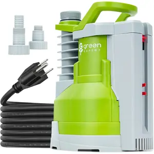 Green Expert 1/2 HP Sump Pump 3000GPH High Flow with-in Float Switch, Drain System with 25-foot Long Cord for Easy Installation/Manual Switchable