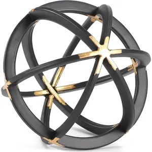 7" Metal Sphere Decor, Metal Coffee Table Decor Sculpture - Black & , Abstract Tabletop Decorative Ball for , Decorative Balls for Centerpiece Bowls