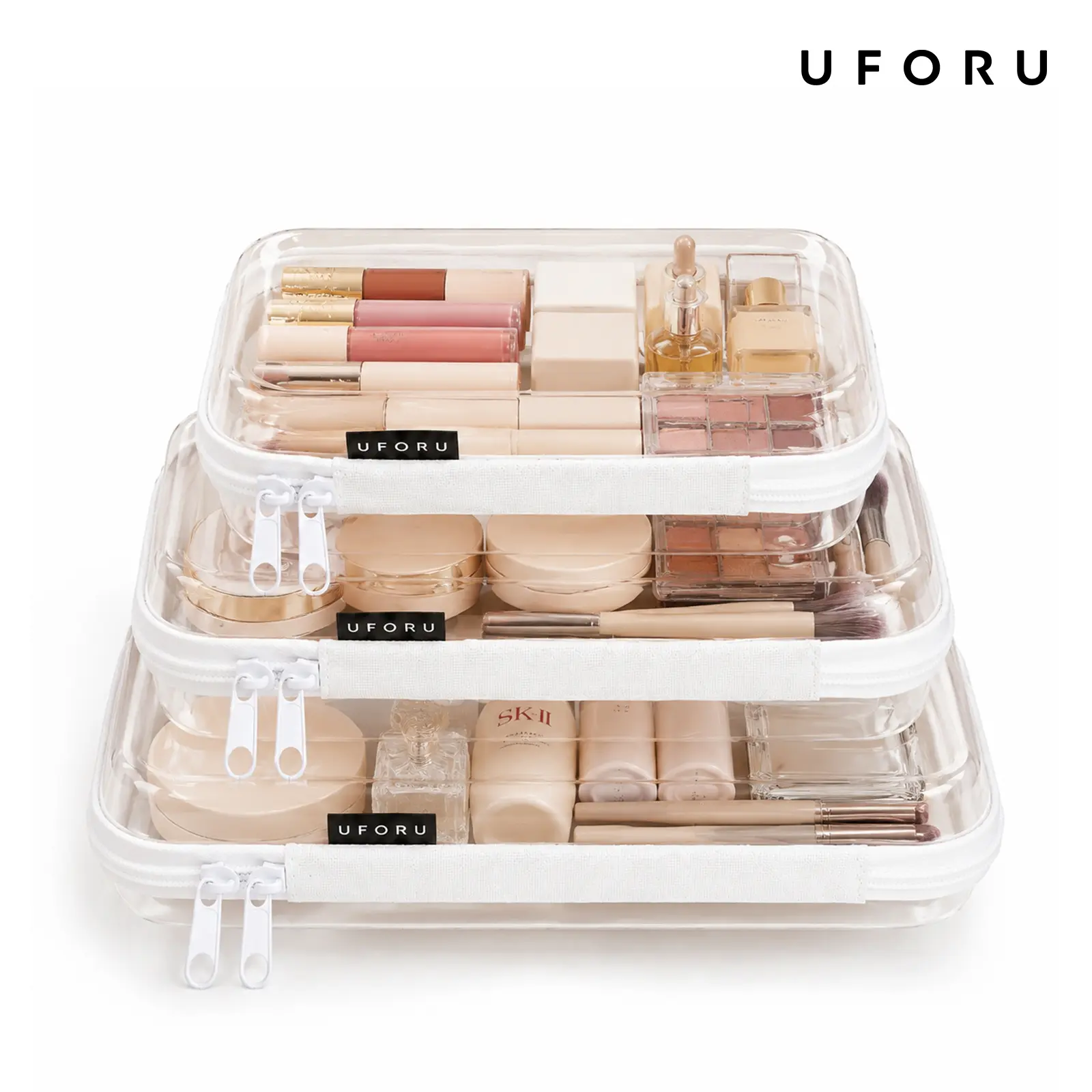 UFORU  Zippered transparent hard shell storage bag, School Supplies (Back-to-School Season), suitable for travel, toy storage, makeup, school, transparent hard shell storage bag | 3-piece multi-purpose storage bag Pouch dealsforyou#SummerWins