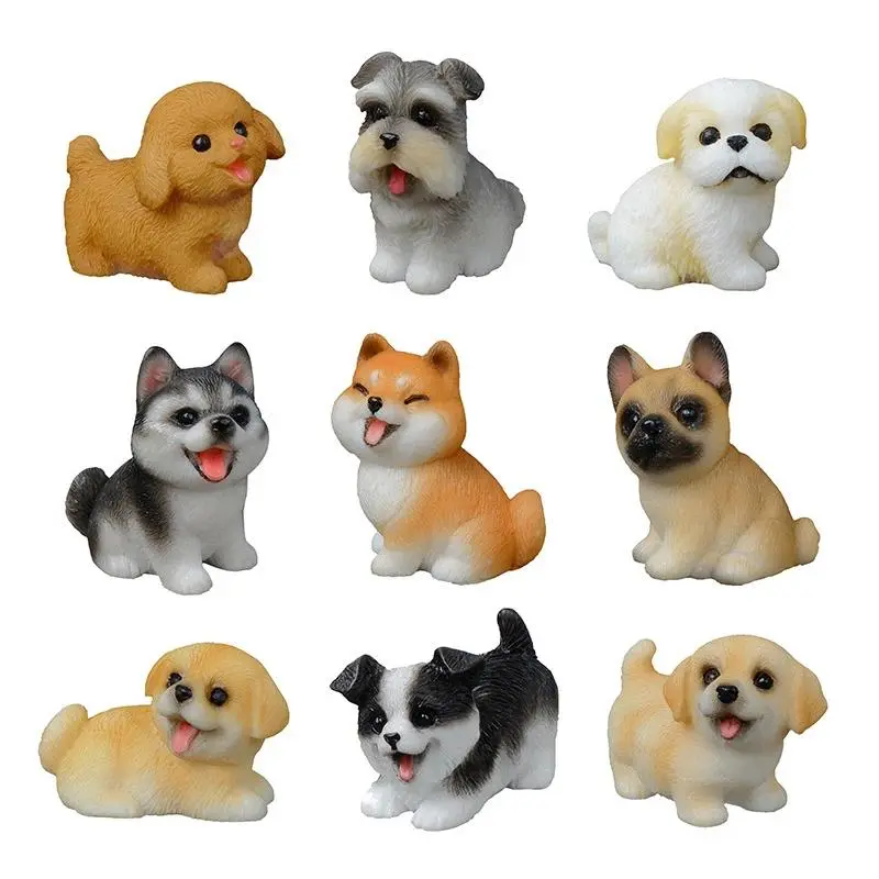 1PC Small Resin Dog Puppy Miniature Figure - A1 Pug, A4 Pomeranian, A13 Shih Tzu Cute Craft Collectible for Bonsai Microlandscape Decor, Automobile Ornament