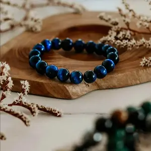Natural Blue Tiger Eye Healing Bracelet 8mm Beads Stretch Men Women Handmade Bracelet Healing Protection Chakra Gemstone