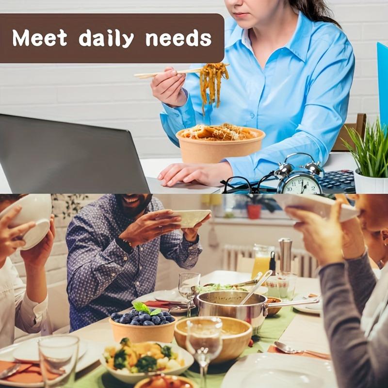 17oz/500ML Disposable Paper Bowls with Lids, Disposable Tableware, 25/50/100 Pieces Set, Party Supplies Bulk Supply, Suitable for Cold & Hot Food/soup