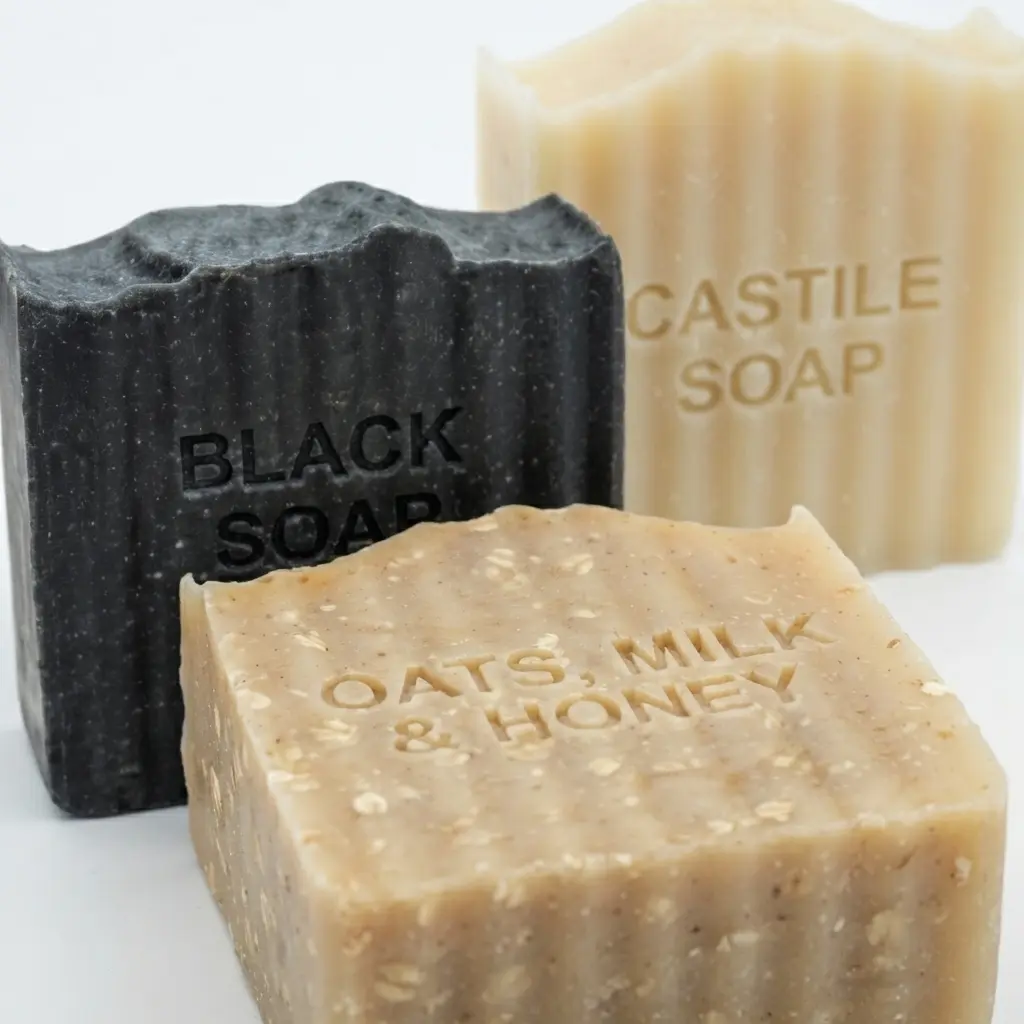Back2Naturalness Vegan Soap Variety Pack - Oat Milk Honey + Black Soap +  Castile - For Men & Women, All Skin Types