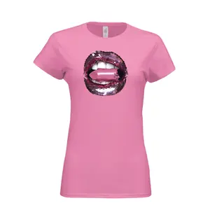 Gildan G640L Lipstick Lipstick Damen Softstyle T-Shirt 4.5 oz 100% Preshrunk Cotton Farben Heather Navy productName