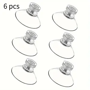 6pcs Extra Strong Suction Cup Glass Pads - Clear PVC Plastic Sucker Pads with Strong Adhesive - No Hooks Needed - Perfect for Glass, Mirrors, and More