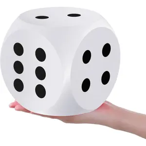 6 Inches Foam Dice Fun Filled Large Educational Toy Kawaii Giant Dice Decorative Eva Foam Jumbo Cube Big Square Building Blocks for Game Nights Learning Sessions(White,1 Pc)