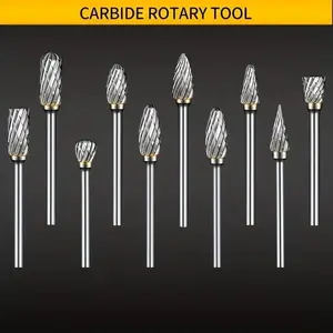 10pcs Carbide Rotary Tool File, Tungsten Steel Grinding Set, Multi-Shape Carving Drill Bits for Metal, Wood, Plastic, Jade