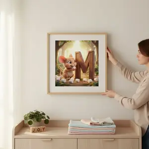 Alphabet Animals Wall Art | Adorable Nursery Prints | M is for Mouse and Marshmallows