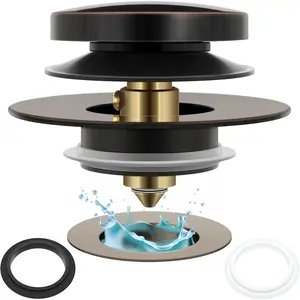 Bathtub Drain Stopper Universal Tip Toe Tub Stopper and Cover Pop Up Bath Drain Stopper Replaces Bath Tub Lift & Turn, Tip-Toe or Trip Lever Drains for Tub, EZ Install (Oil Rubbed Bronze)
