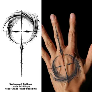 Waterproof temporary tattoo sticker magic tattoo lasting 7-15 days spiral compass pattern herbal juice semi permanent tattoo simulation tattoo Ink wash style hand back tattoo