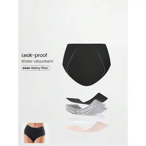 GLOWMODE 1 Pack Cool Confidence Mesh Quick-Dry Leak-Proof Water-Absorbent High Waist Period Briefs Underwear Menstruation Postpartum Daily Active Casual Work Wear