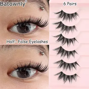 6 Pairs Natural Fluffy False Eyelashes, Pointed Fairy Cluster Design, Long-Lasting Fake Lashes for Daily Use, Perfect for Beginners