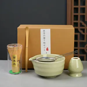 Cartman Complete Matcha Kit - 5 Pcs Set with Ceramic Bowl, Bamboo Whisk, & Accessories - Japanese-Inspired Matcha Ceremony Set for Lovers