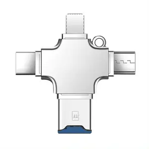 Portable 4 In 1 Micro SD Card Reader Type C adapter Lightning USB C Reader for Mobile Phone Tablet Camera PC
