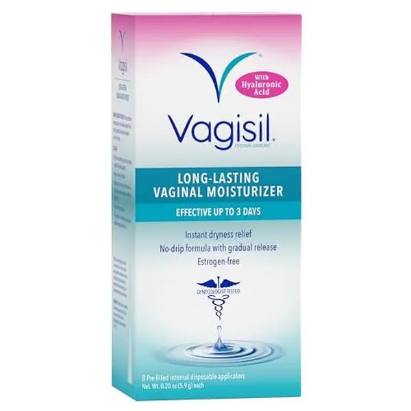 VAGISIL Prohydrate Internal Vaginal Moisturizer, Lubricant, 8 Count, 1 Pack | Prohydrate Internal Vaginal moisturizer with hyaluronic acid for natural dryness relief. Pre-filled applicator target source.