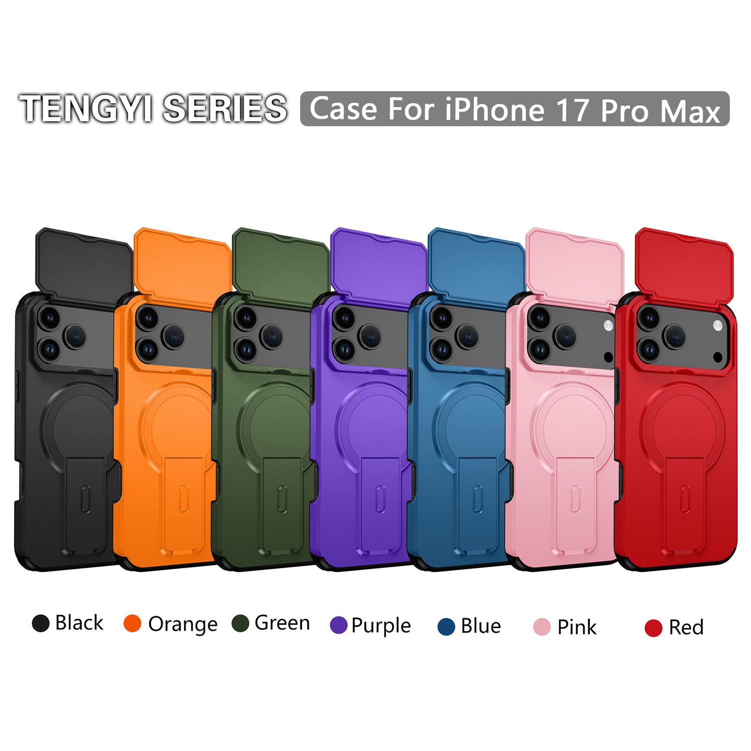 Magnetic Case for iPhone 17 16 15 Pro Max 14 13 12 Lens Protection Cover Hidden Folding Holder Shockproof Hard PC Cover