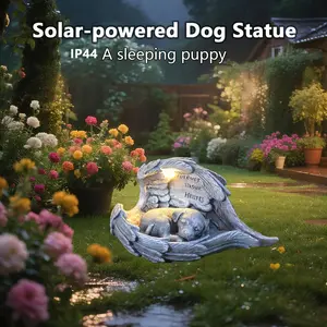 Outdoor Solar Cat Dog Statue Light, Resin Pet Memorial Lamp for Garden or Tombstone, Night to Day Lighting, Ideal Sympathy Gift