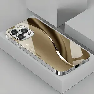 Gradient Minimalist Curve Electroplated Phone Case For iPhone 17 16 15 14 13 12 11 Pro Max Plus 16E 17 Air Tempered Glass Cover Protection Protective