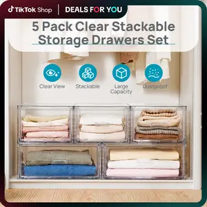 【Deals For You】Vtopmart 2-5 Pack UnderBed Large Clear Stackable Storage Drawers 18-27QT, Easily Assemble Closet Storage Bins, Dust-Proof for storing shoes, clothes, bedding, and off-season essentials, summerwins,mid year sale