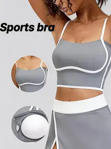 Women's Adjustable Strap Sports Bra, Colorblock Trim Padding Fitness Innerwear, Ideal for Gym Yoga Running Workout