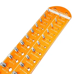 28 Hole Bolt and Nut Thread Checker (14 Metric and 14 ) Bolt Nut Identifier Can Be Hung or Placed on A Table for Use (Gold)